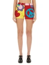 Moschino Jeans Colour-block Cotton Mini Shorts In Multicolour