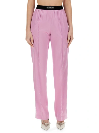 Tom Ford Silk Satin Pijama Trousers In Pink