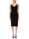 Versace Medusa Plaque Scoop Back Midi Dress In Black