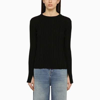 LOULOU STUDIO LOULOU STUDIO BLACK SILK BLEND CREW NECK SWEATER