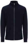 Maison Margiela Martin Margiela Black Ribbed-knit Zip-front Cardigan In Blue