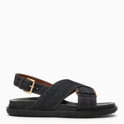 Marni Blue Denim Crossover Sandal