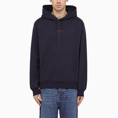 MARNI MARNI BLUE HOODIE WITH LOGO ON CHEST