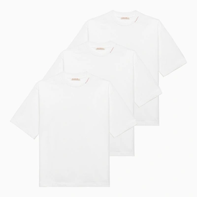 Marni White Oversize T-shirt With Logo Embroidery