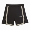 PALM ANGELS PALM ANGELS BLACK AND WHITE COTTON SHORTS WITH LOGO