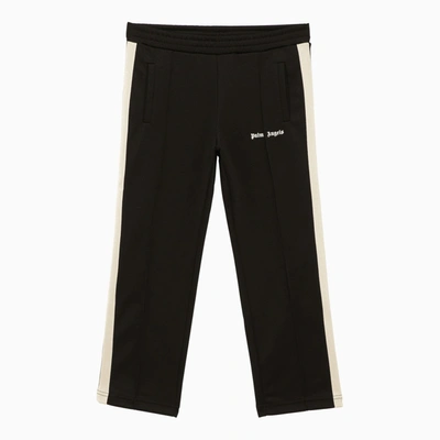 Palm Angels Kids' Black And White Jogging Trousers With Logo