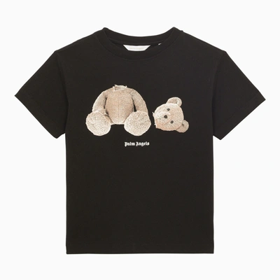 Palm Angels Black T-shirt For Kids With Bear
