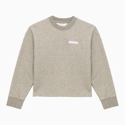 Palm Angels Kids' Grey Cotton-blend Sweatshirt With Split