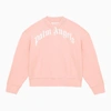 Palm Angels Pink Cotton Sweatshirt With Logo
