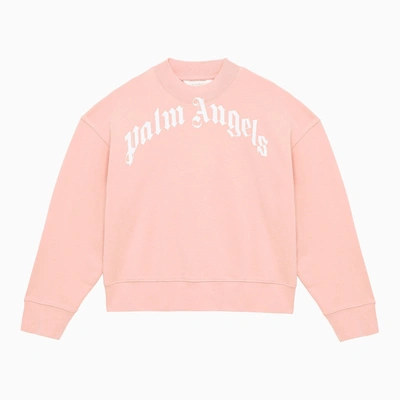 Palm Angels Kids' Pink Cotton Sweatshirt With Logo