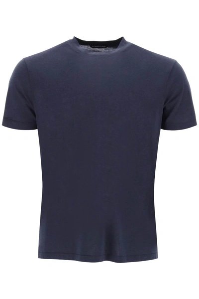 Tom Ford Lyocell And Cotton Blend T-shirt In Blue