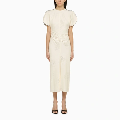 Victoria Beckham Gathered Lace Cotton Midi Dress In White