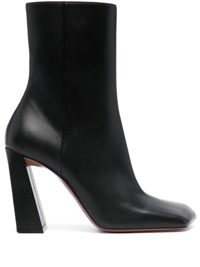 Amina Muaddi Marine Square Toe Ankle Boots In Black