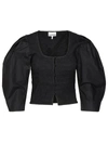 Ganni Cottonpoplin Smock Blouse In Black