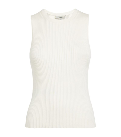 Vince Ribbed Knitted Tank Top In White
