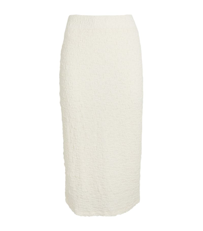 Vince Smocked Cotton Blend Midi Skirt In Cream
