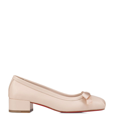 Christian Louboutin Mamaflirt Leather Red Sole Ballerina Pumps In Leche