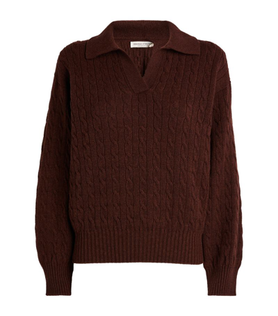 Johnstons Of Elgin Cashmere Polo Jumper In Brown