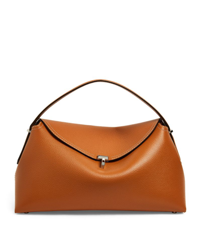 Totême Toteme Leather T-lock Top-handle Bag In Brown