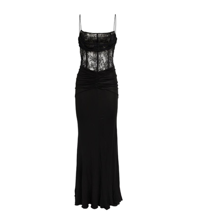 Alessandra Rich Lace-trim Maxi Dress In Black