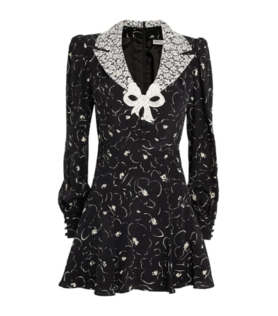 ALESSANDRA RICH SILK FLORAL MINI DRESS