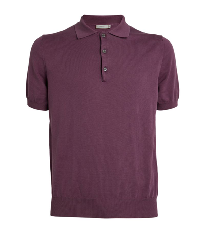 Canali Cotton Piqué Polo Shirt In Purple