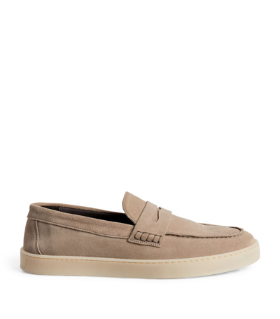 Canali Suede Driver Loafers In Beige