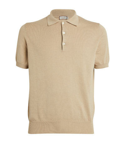 Canali Cotton Piqué Polo Shirt In Beige