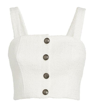 Alessandra Rich Bouclé Sleeveless Crop Top In White