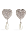 ALESSANDRA RICH FAUX PEARL AND CRYSTAL HEART CLIP-ON EARRINGS
