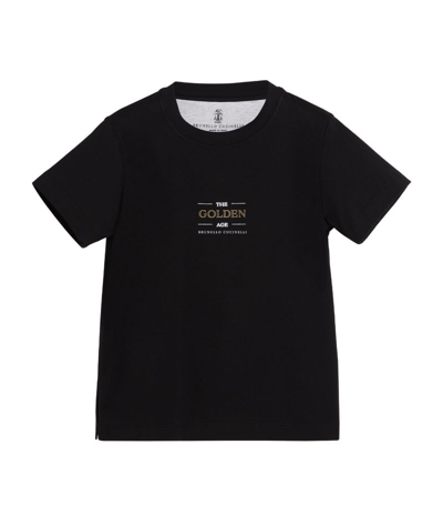 Brunello Cucinelli Kids' Logo-print T-shirt (4-12+ Years) In Black