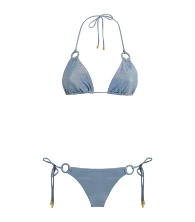 Zimmermann Lurex Ring-detail August Bikini In Blue