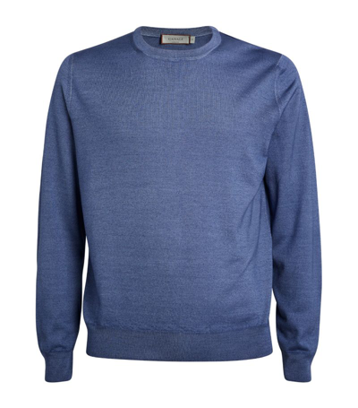 Canali Wool-silk Sweater In Blue