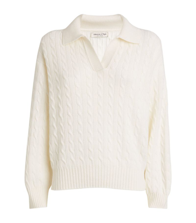 Johnstons Of Elgin Cashmere Polo Sweater In White