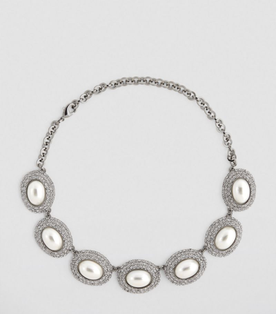 Alessandra Rich Crystal-embellished Necklace In Silver