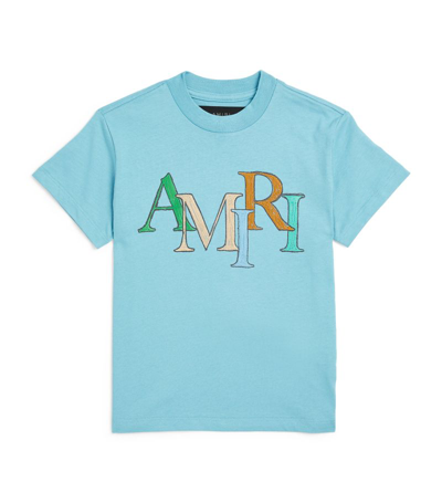 Amiri Kids' Staggered Logo T-shirt (4-12 Years) In Blue