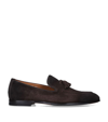 Doucal's Max Flexi Tassel-trimmed Suede Loafers In Dark Brown