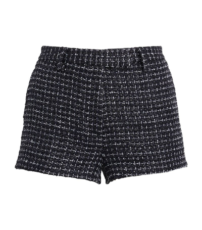 Alessandra Rich Tweed Sequinned Shorts In Blue