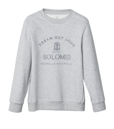 Brunello Cucinelli Kids' Logo-embroidered Sweatshirt (4-12 Years) In Grey