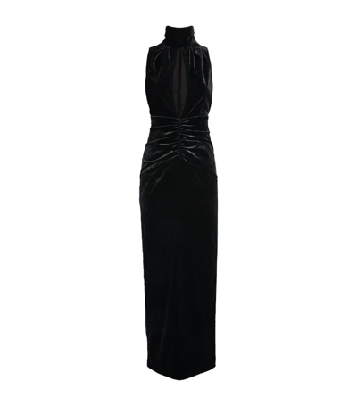 Alessandra Rich Ruched Cutout Velvet Gown In Black