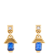 AZLEE SMALL YELLOW GOLD, DIAMOND AND SAPPHIRE ESCALIER DROP EARRINGS