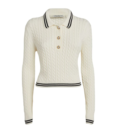 Alessandra Rich Cable-knit Polo Jumper In White