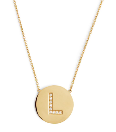 Jennifer Meyer Yellow Gold And Diamond Letter Disc L Necklace