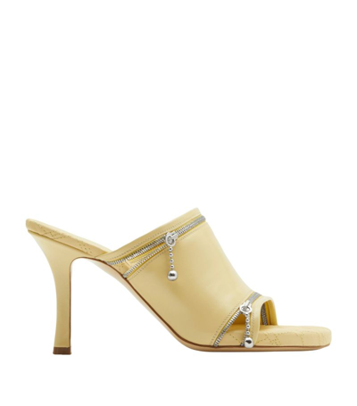 Burberry Leather Peep Sandals In Daffodil
