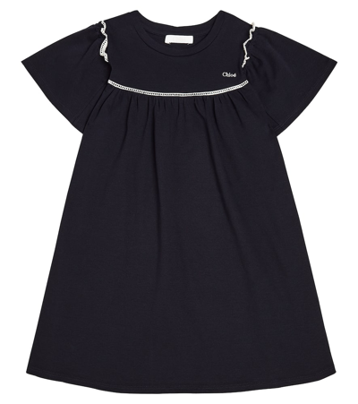 Chloé Kids' Cotton Dress In Blue