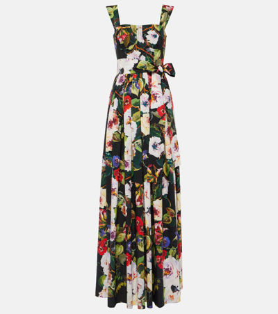 Dolce & Gabbana Floral Cotton Gown In Multicoloured