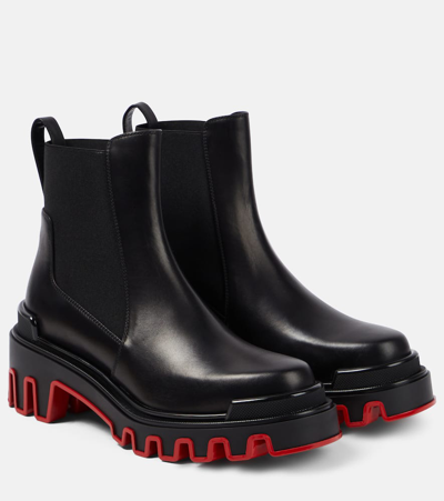 Christian Louboutin Marchacroche Dune Leather Boots In Black