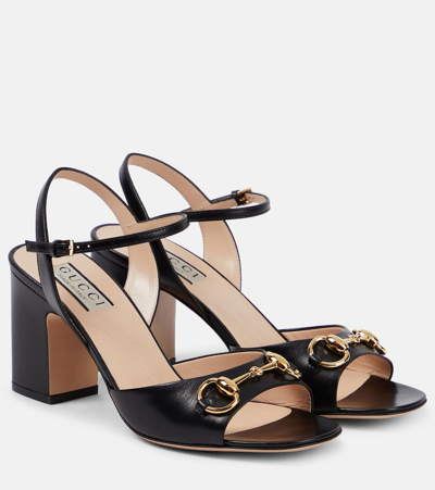 Gucci Women Green Patent Leather Sandals With Horsebit In Multi