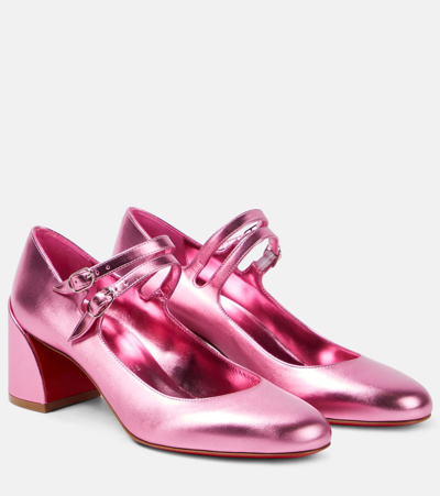Christian Louboutin Miss Jane Red Sole Double-buckle Pumps In Pink