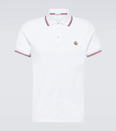 Moncler Cotton Piqué Polo Shirt In White